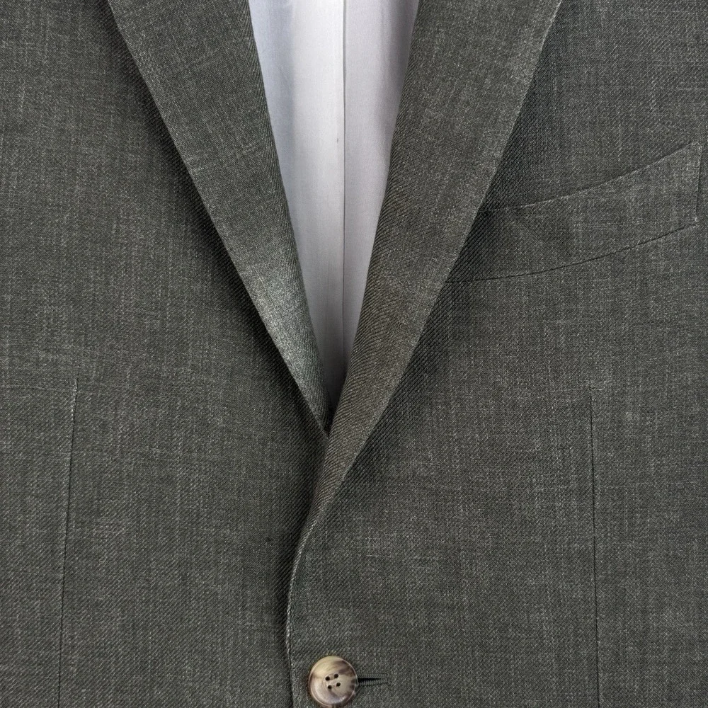 Suitsupply Havana Linen Suit Men's 36R Olive Green Slim 2 Piece Solbiati